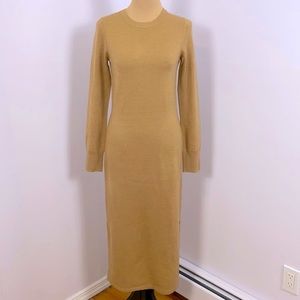 FRENCH CONNECTION Baby Soft Camel Long-Sleeve Sweater Midi Dress Size L